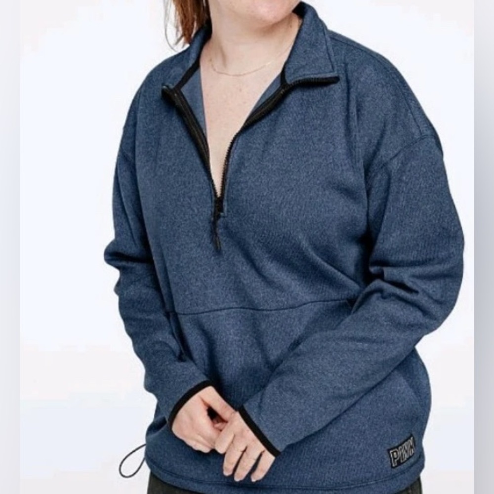 PINK Victoria's Secret Women's Blue Zip Up Sweater